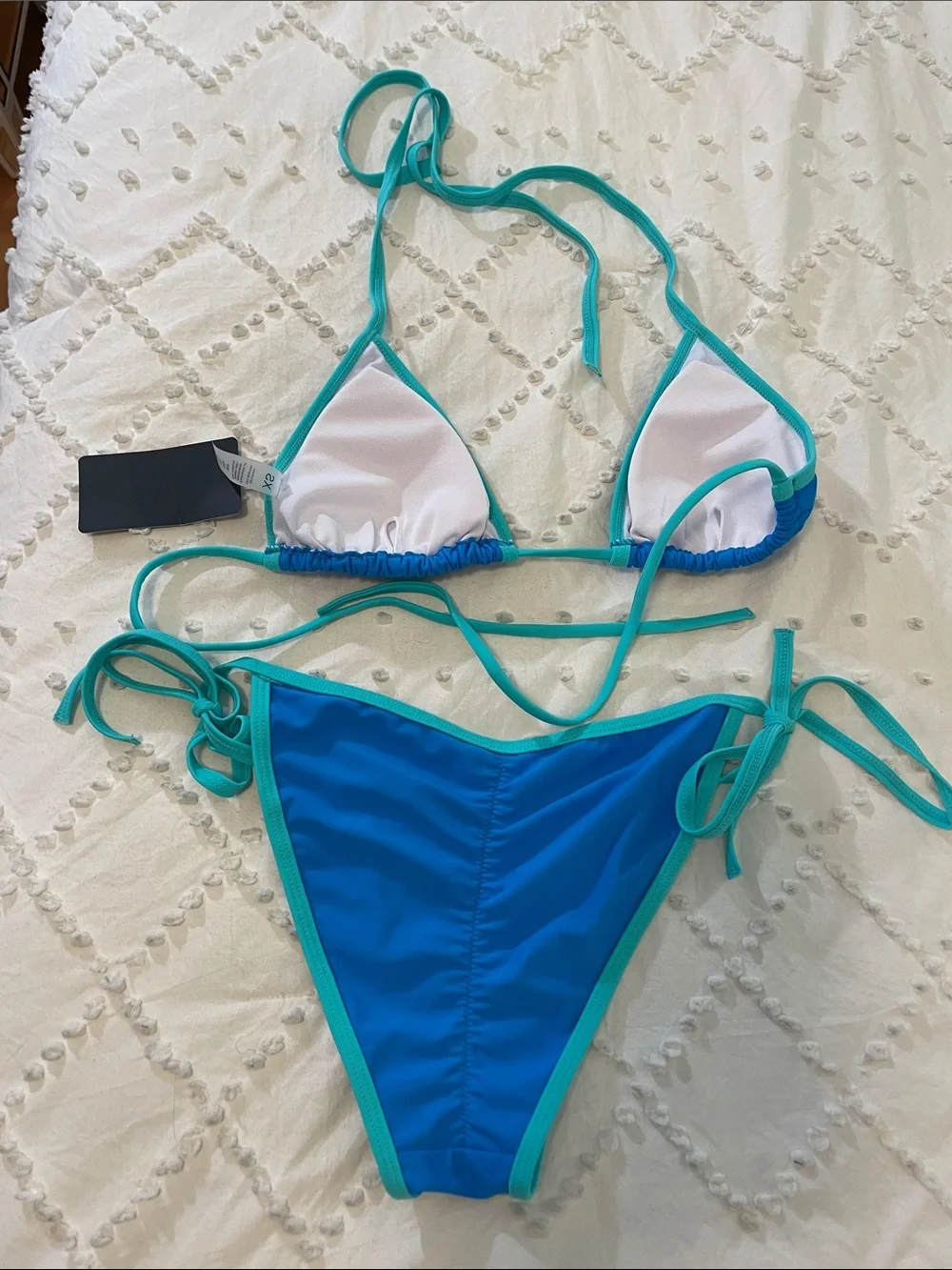 Suvimiga Blue & Teal Triangle Bikini Set nwt xs